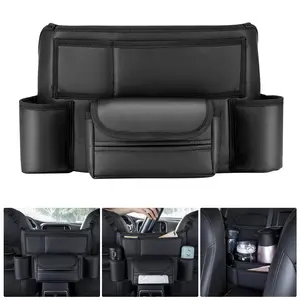 PU Leather Car Seat Gap Filler Organizer - Universal Central Console Organizer with Large Capacity,Back Rest Pocket Bag for Phones Tablets