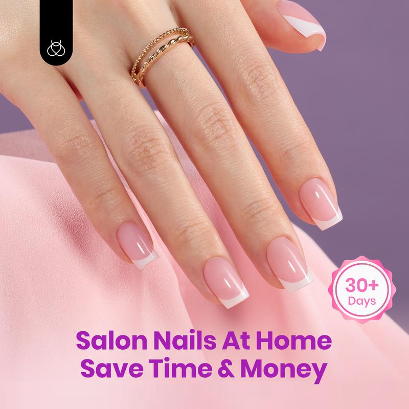 Beetles French Tip Press On Nails French Gel Nail No File Need  Fake Nails  4-in-1 DIY Manicure for Nail Extension Designs for Women