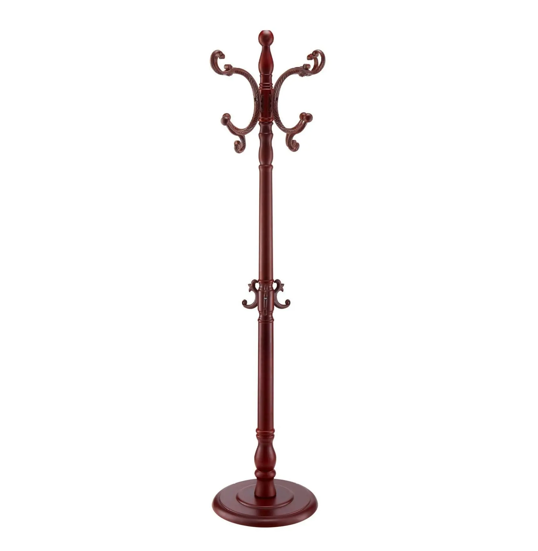 Coat Rack Freestanding Wooden, 11 Hook Hall Tree Stand for Entryway, Bedroom - Modern Clothes Hanger for Coats, Hats, Bags, Space Saving Design Wood Base Hooked Style