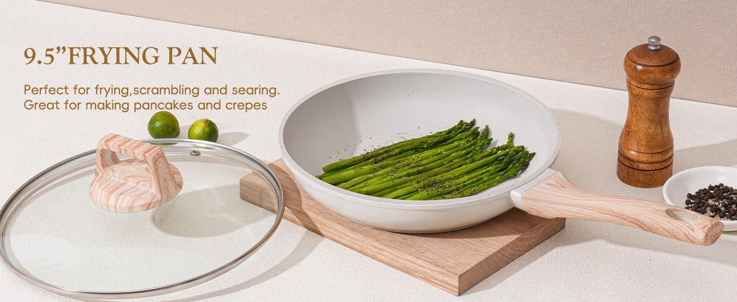 SODAY Pots and Pans Set Non Stick, 12Pcs Kitchen Cookware Sets Non-toxic Healthy Nonstick Kitchen Cooking Set with Frying Pans, Saucepans,Glass lid,Kitchenware,stock up on specials,Valentines Day gifts  Aluminium Durable Bakelite Handle