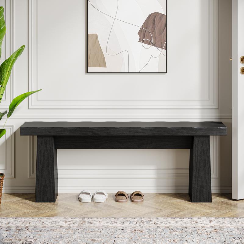 LITTLE TREE Wooden Entryway Bench, 47-Inch Wood Dining Table Bench with Sturdy Frame for Dining Room Bedroom Living Room Hallway Kitchen, Easy Assembly