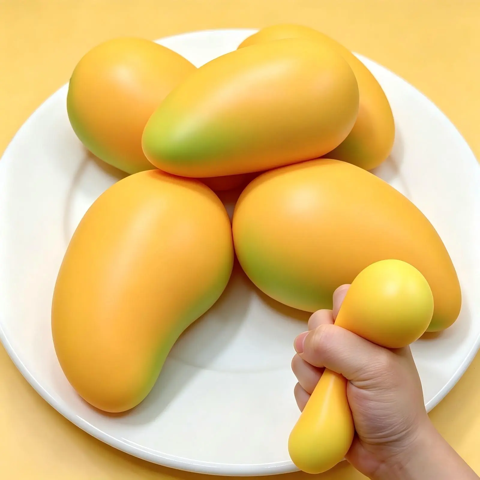 Temperature Color Changing Mango Squeeze Toy Fast Rebound Realistic Fruit Stress Relief Ball Soft TPR Sensory Fidget Toy Portable Office Desk Decor & Collectible Party Gift
