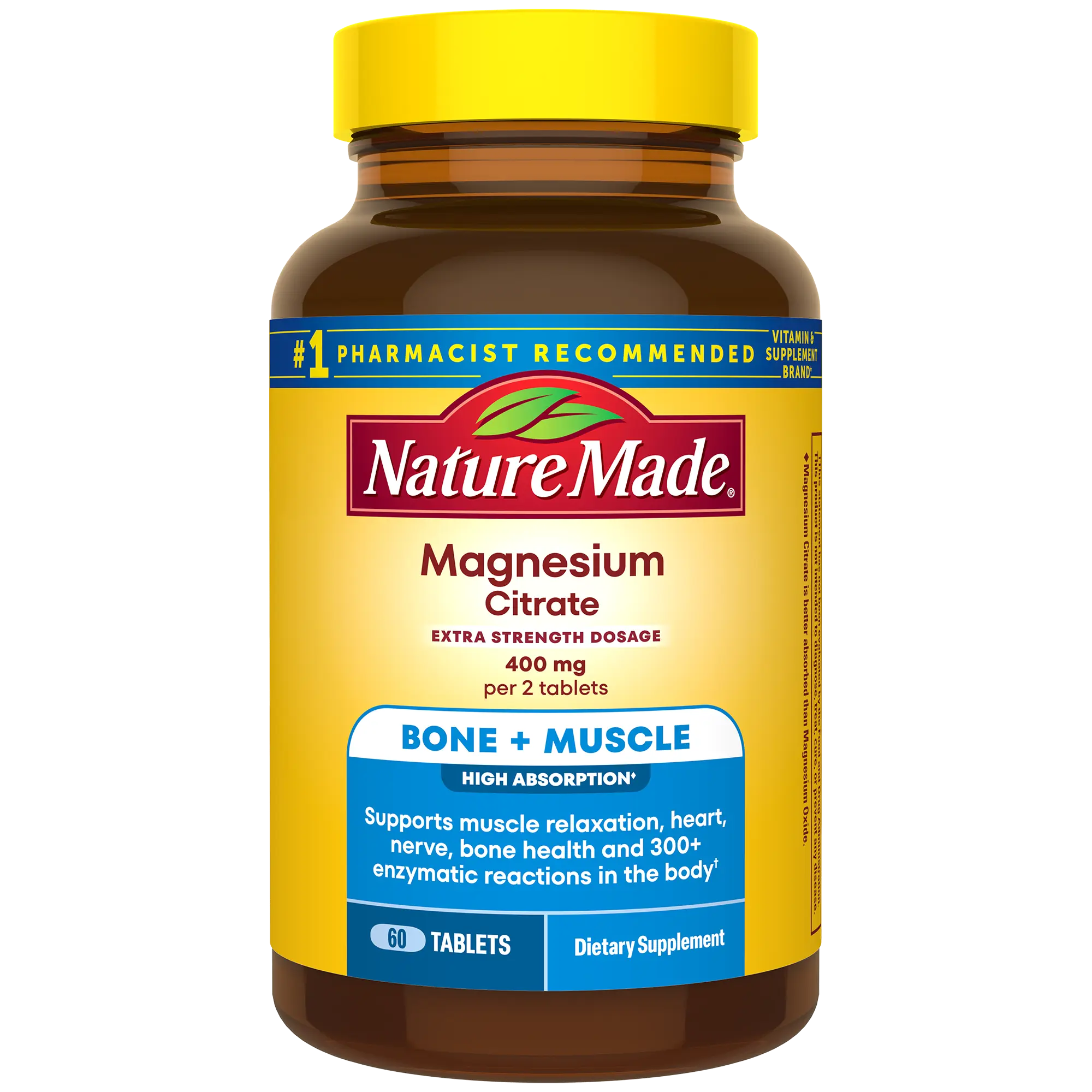 Magnesium Citrate Tablets Extra Strength Dosage High Absorption♦ 400 mg Per 2 Tablets