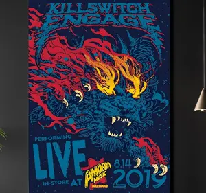 Killswitch Engage Concert Poster: Tiger Design, Custom Aluminum Frame