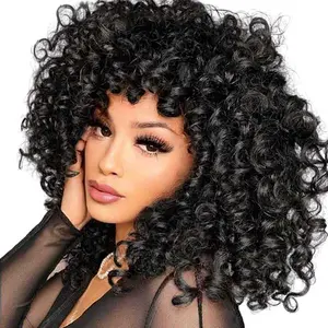 SISWIN 14" Synthetic Half Wig for Black Women, Short Loose Bouncy Curly Bob, Natural Black Soft Hair, Adjustable Straps, Invisible Hairline, Full Machine-Made Fashion Accessory