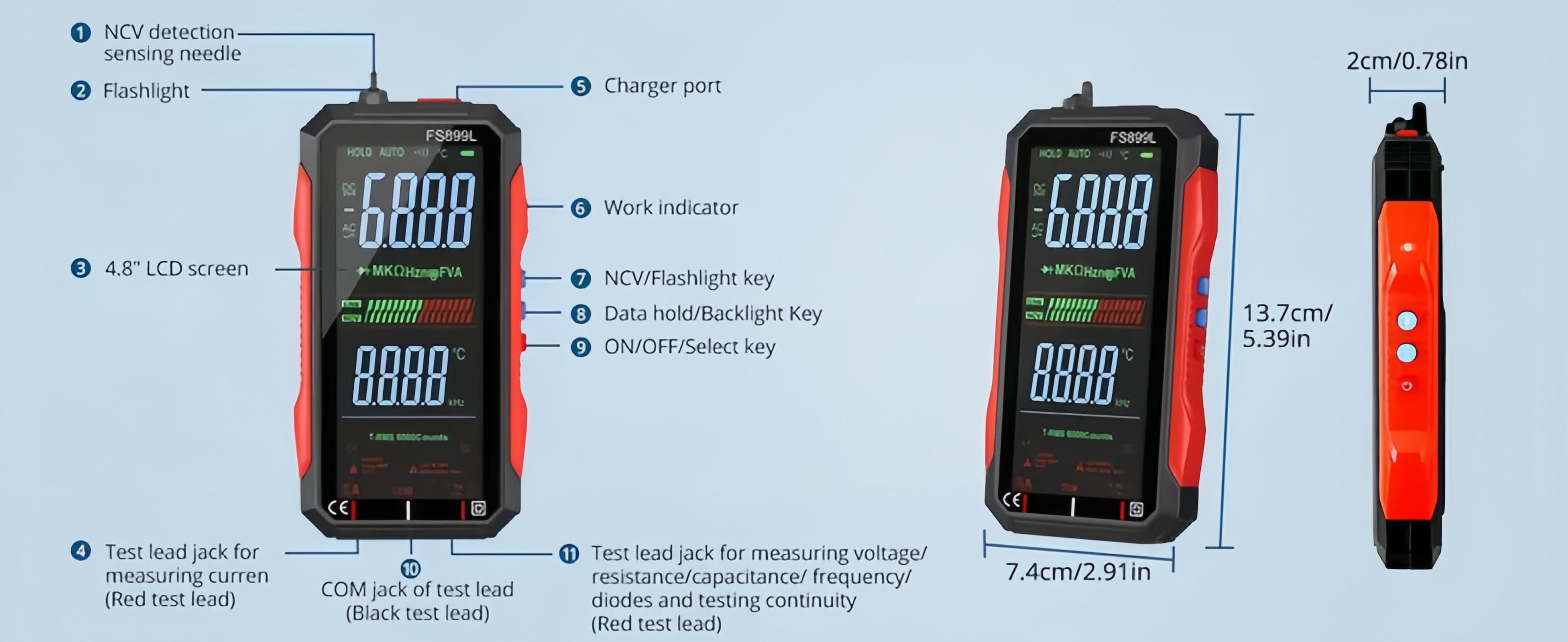 Fully Automatic True RMS (TRMS) 6000 Count Digital Voltmeter - A reliable voltage tester suitable for home, automotive, and industrial applications; a professional electrical tool.