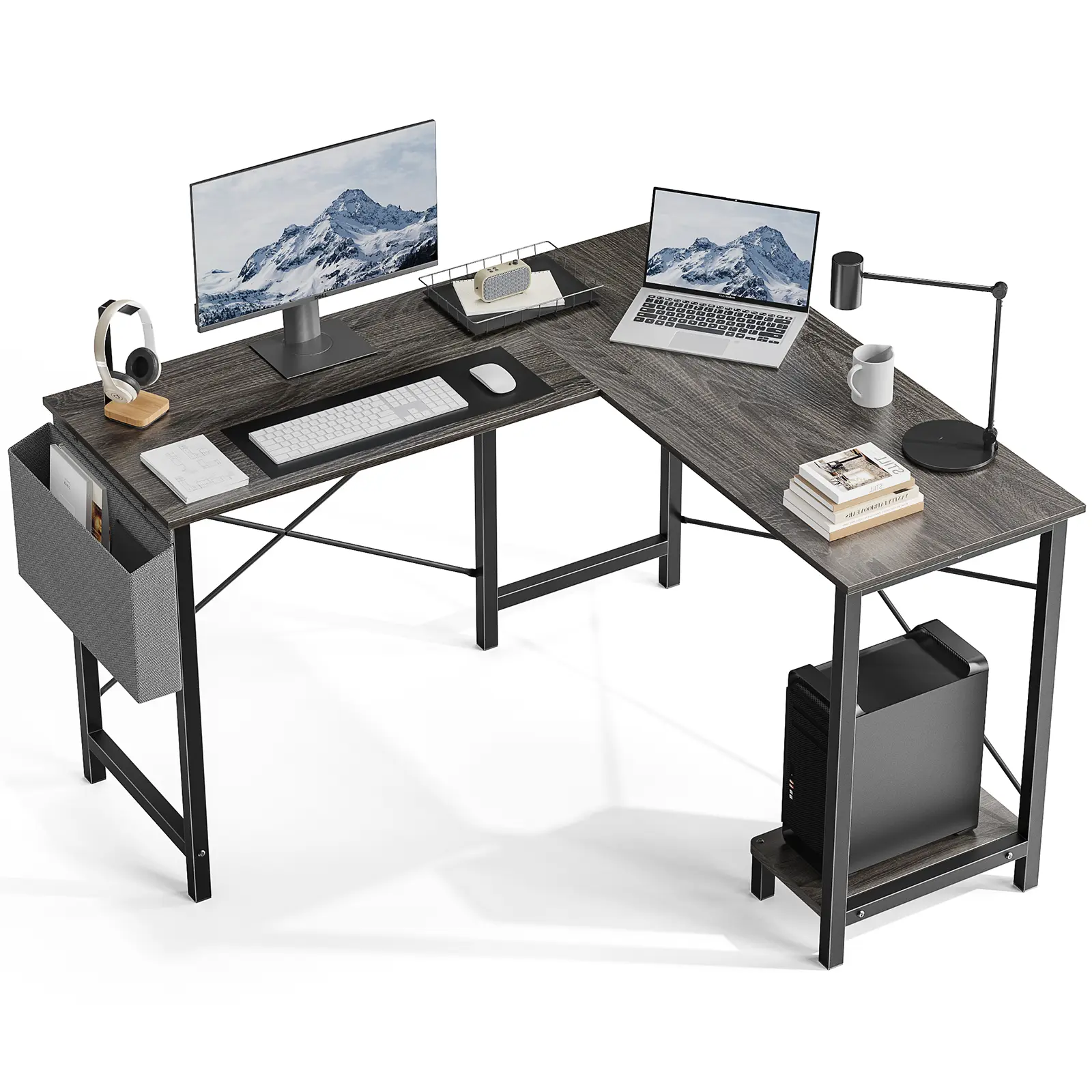 50-Inch Durable L-Shaped Gaming Desk - Modern Wood Office Furniture, PC Table with Storage & CPU Stand, Assembly Required, Home Office Desk for Playroom & Man Cave Use