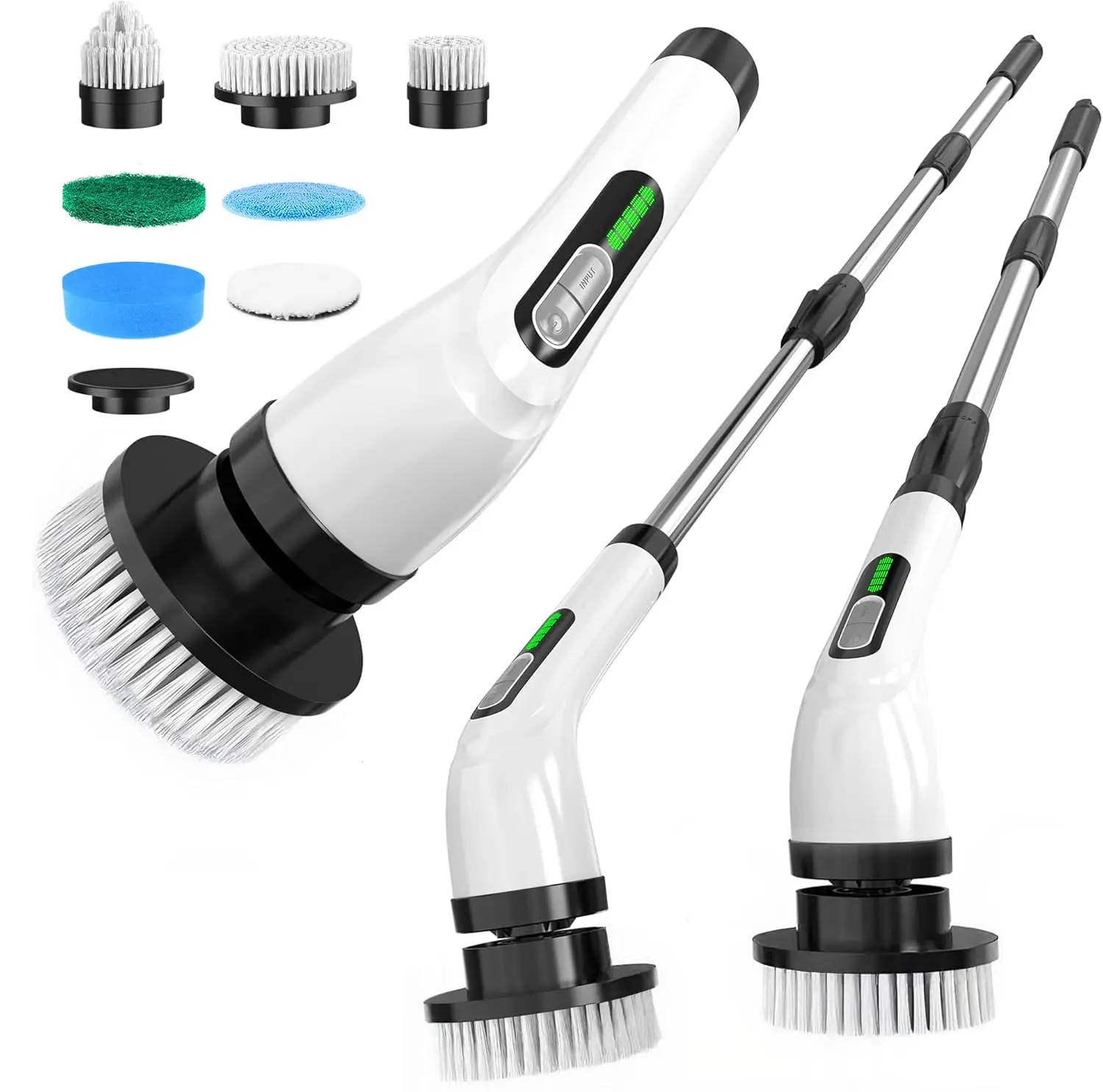 "Electric cordless charging rotating floor cleaner - Wireless USB rechargeable cordless electric floor cleaner, adjustable speed, 8 replaceable brushes, no back pain, suitable for bathroom and kitchen cleaning "