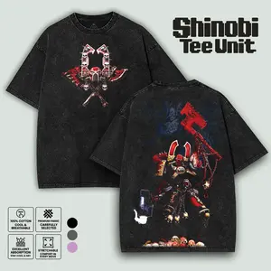 Warhammer 40K KHORNE Washed 2 sided printed Oversize Unisex Cotton Crewneck tee game merch retro black graphic design Art Tops graphic hoodie