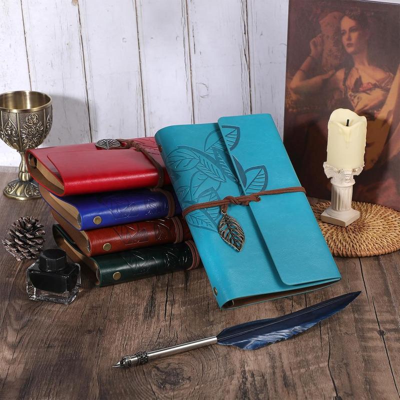 5 Pcs Refillable Journal Notebook Set, Leather Journal Bulk with Vintage Design, PU Leather Writing Diary for Women & Men, A6 Size 5 x 7 Inches, Multiple Colors for Travel & Work