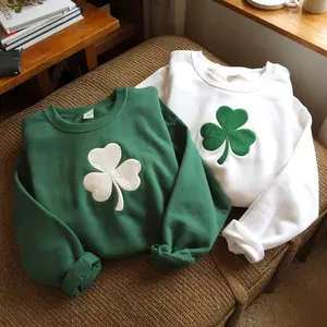 [Made in US] Embroidered Shamrock St. Patrick's Day Sweatshirt