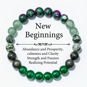 New Beginning Bracelet Made Of Epidote Granite,  Dragon Quartz,  Handmade Beaded Bracelet For Men And Women, Brings Abundance, Prosperity, Peace And Hope - 1pc green