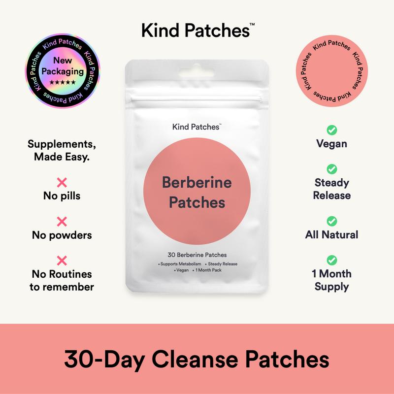 Kind Patches, 30-Day Cleanse Patches, Berberine, Support Metabolism, Cinnamon Extract, 1 Month Supply