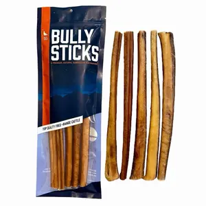 12-inch Bully Sticks (8oz./~5 Sticks) Healthy, All-Natural, Long-Lasting Dog Chew Bones - Low Odor - Mixed Thickness - Lab-Tested, Hand-Inspected and Packed with Love in The USA - High Protein Treats