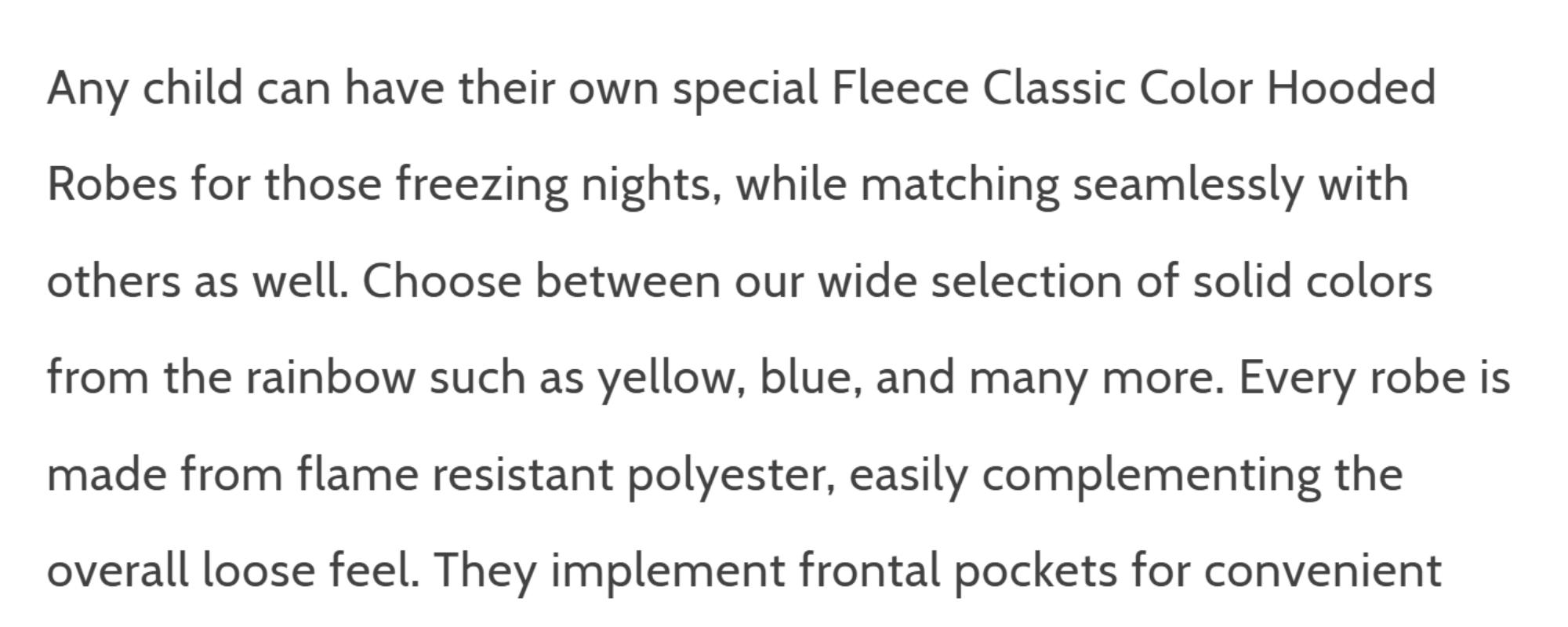 Fleece Classic Color Hooded Robes