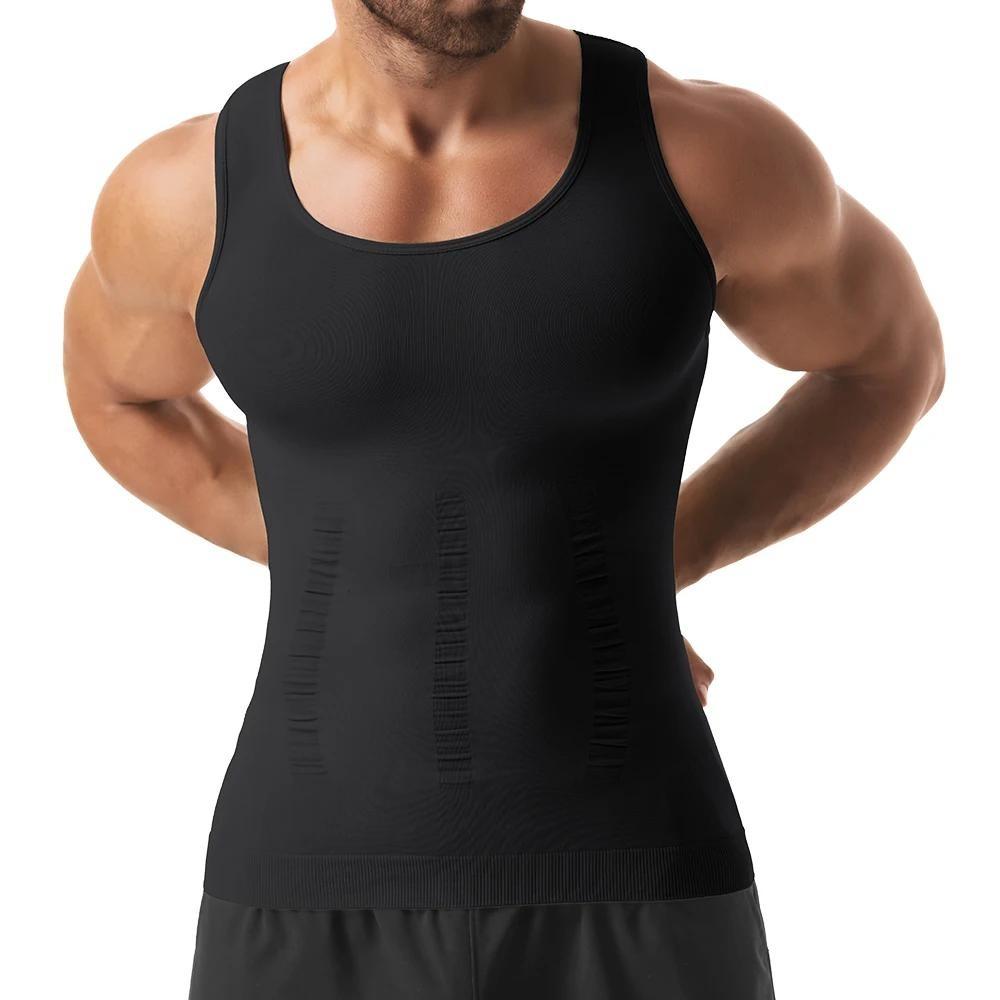 Mens Body Shaper Vest, Gynecomastia Compression Shirts, Tummy Control Undershirts Compression Shirt Men Shapewear Body Shaper Vest Compression Tank Top Undershirt
