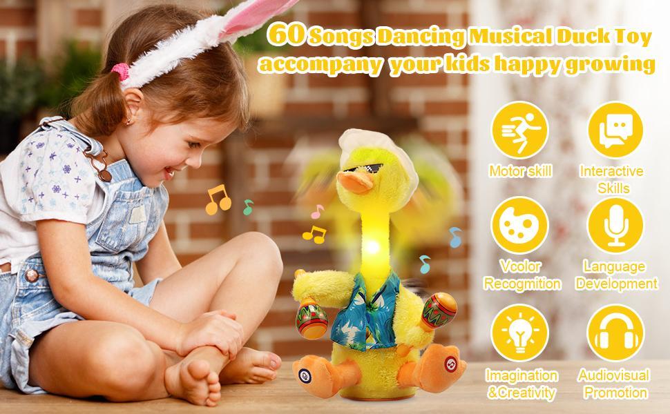 Talking Dancing Giraffe Easter Toy,  Repeat Mimicking, Tummy Time Toy With Volume Adjustment, Glowing Musical Electronic Plush Stuffed Animal Ineractive Toy For Toddlers 1-6 Years Old With 10 Baby Songs, Ideal Gift For Easter Gifts