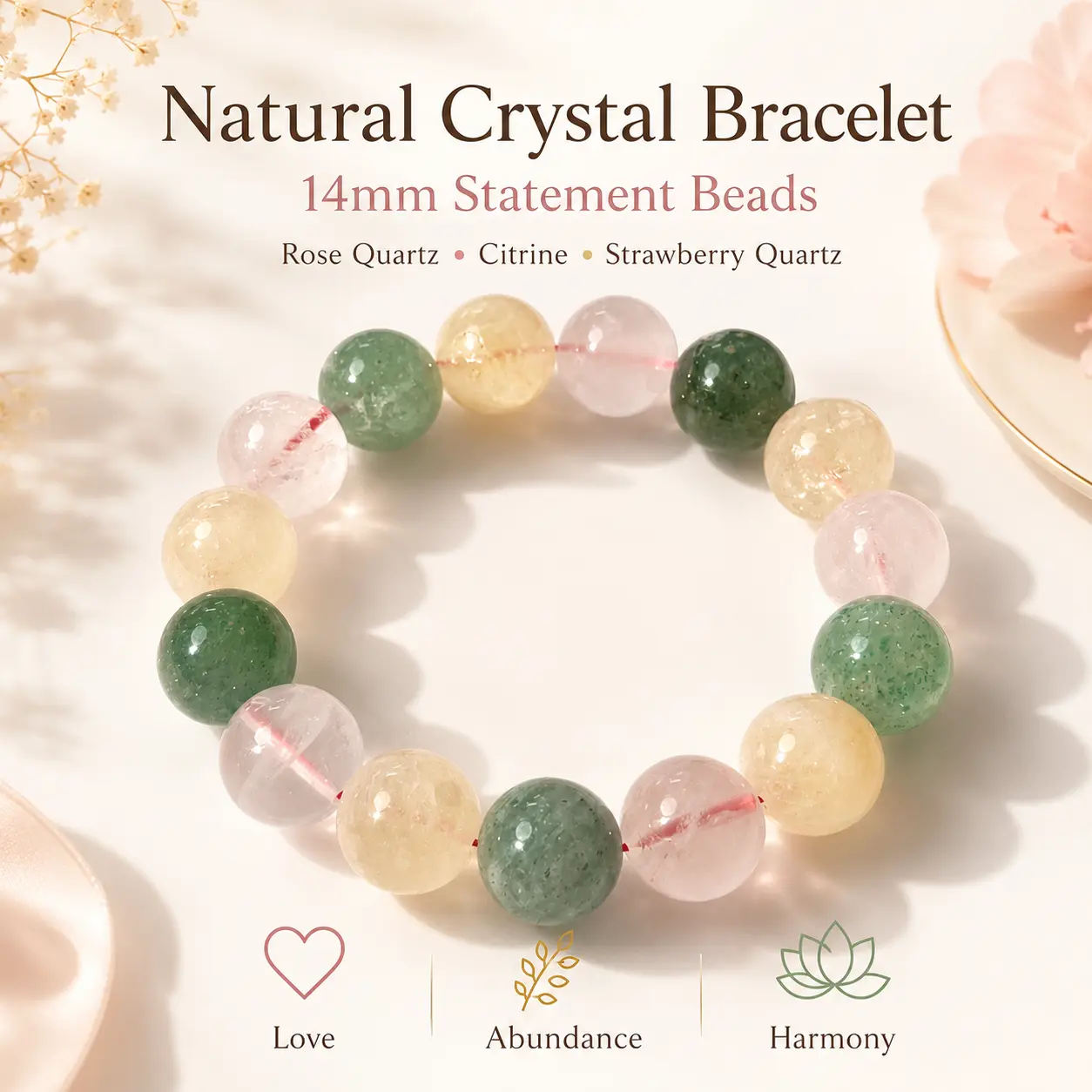 Unisex Natural Strawberry Crystal Powder DIY Natural Crystal Bracelet, Handmade Jewelry Accessory, Nature Crystal