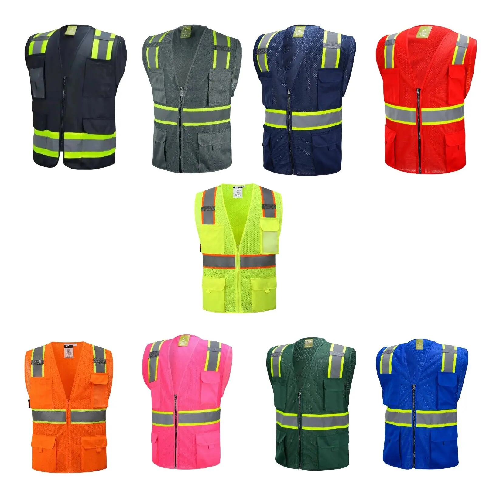 FX SAFETY Class II High Visibility Reflective Safety Vest in various colors / Two Tone Safety vest with Mesh Fabric
