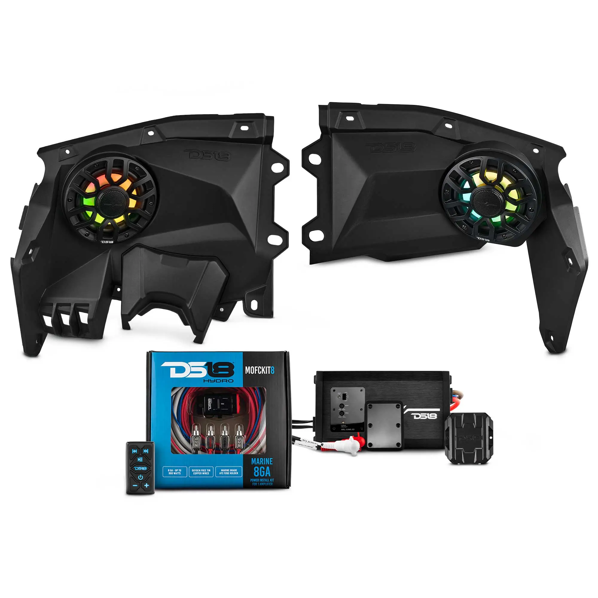 Can-Am Maverick X3 Stage 1 Dash Panel Speaker Enclosures Kit, Car Audio System, Car Stereo Upgrade, 1000W MAX Power Handling, RGB Lights, IP65-Rated Marine Durability