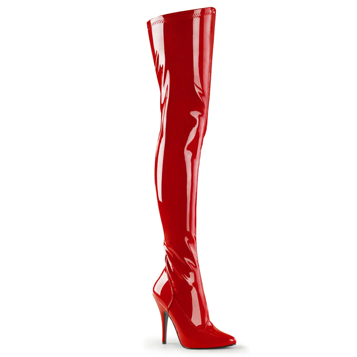 Pleaser Seduce-3000 Women's 5" Plain Thigh-Ankle Boot with Side Zipper, All-Seasons Rubber Shoe, Comfortable & Snug Fit Stylish Party Footwear