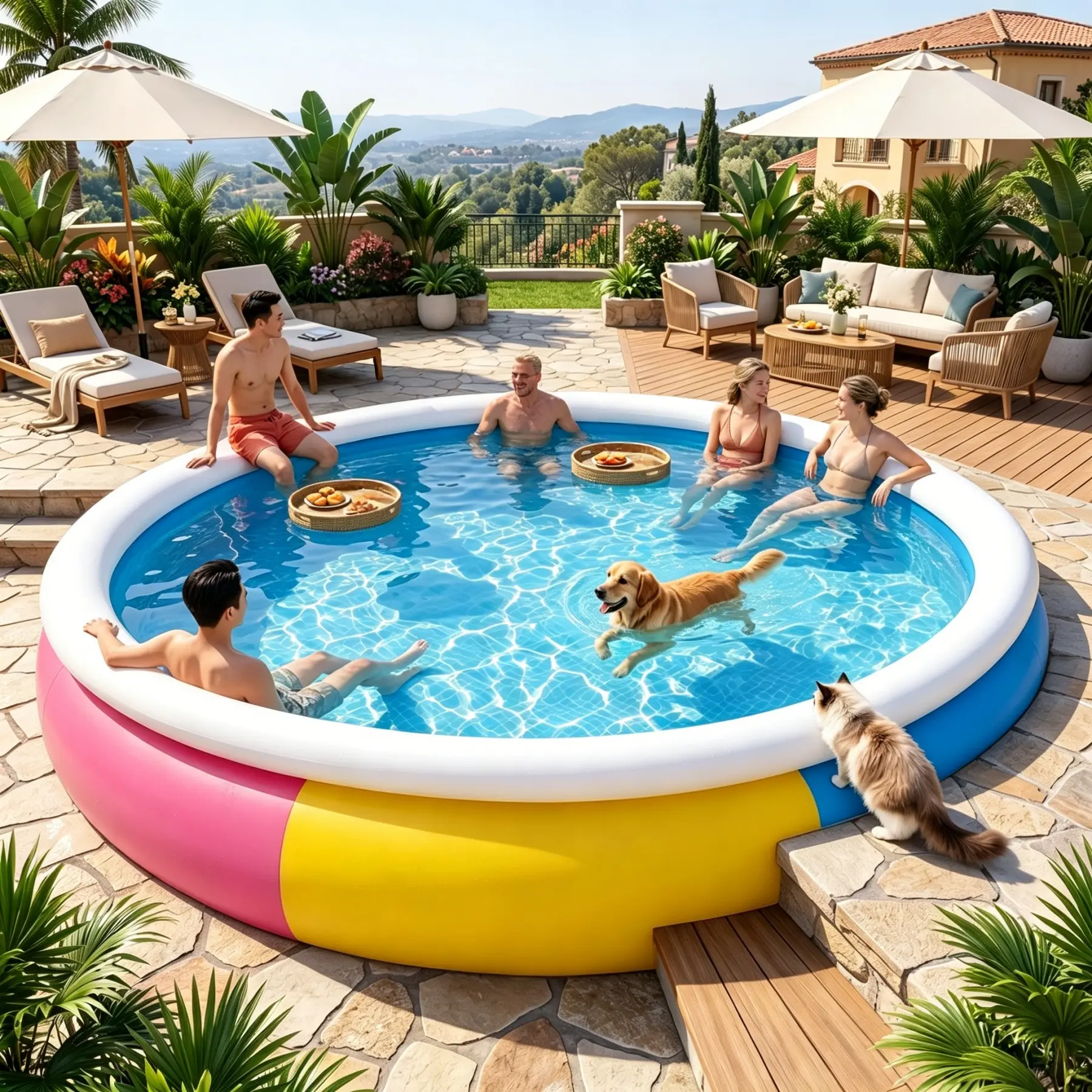 Large Inflatable Swimming Pool - Home Water Park, Indoor/Outdoor Use, PVC Material, Multiple Components, Perfect for Family Gatherings And Summer Pool Parties, Outdoor Water Entertainment, Inflatable Pool,No pump.