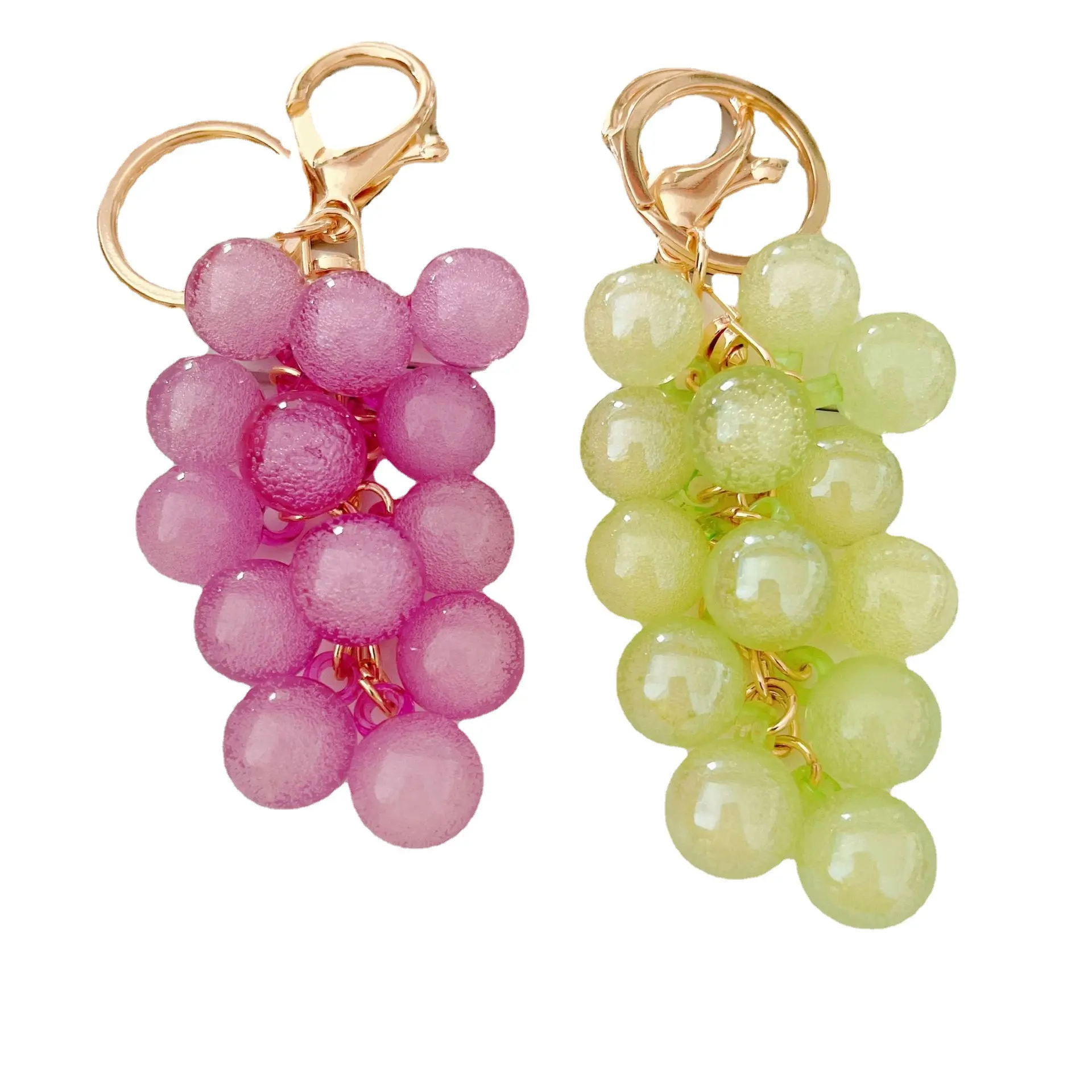 2PCS/3PCS/5PCS Grape Keychains, Creative Cute Bubble Jelly Grape Cluster Keychain Emulational Fruit Car Key Students' School Bag Pendant Gift