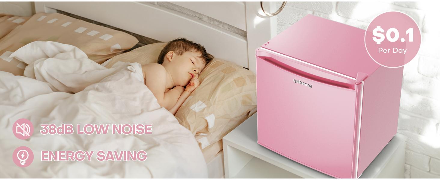 Upstreman mini fridges 1.7 Cu.ft with Freezer Pink FR17 Adjustable Thermostat Energy Saving Low Noise Single Door Compact Refrigerator for Dorm Office Can Bedroom