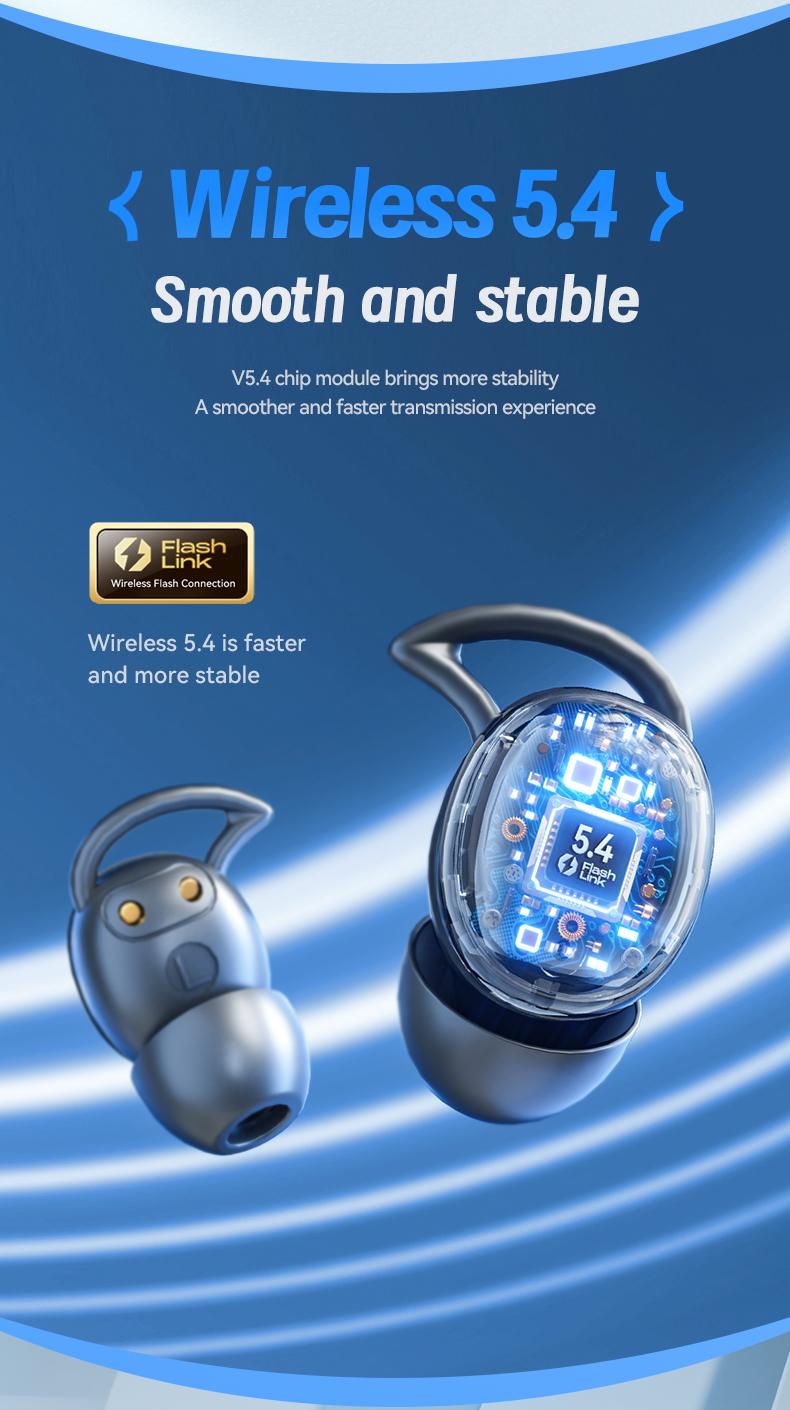 Acer OHR507 New Model Wireless Sleep-Friendly Wireless Earbuds - Comfortable Silicone In-Ear, High-Quality Sound, Long Battery Life, USB-C Charging, Touch Control,Adult Earbud Headphones Audio Headset Electronic stereo sound headphone Soft Earpads Black