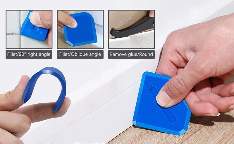 11-Piece Silicone Caulking Tool Set 3-in-1 Grout Removal & Caulk Finishing Tools with Stainless Steel Head Easy Caulk Remover & Scraper for Kitchen Bathroom Windows DIY Home Repair