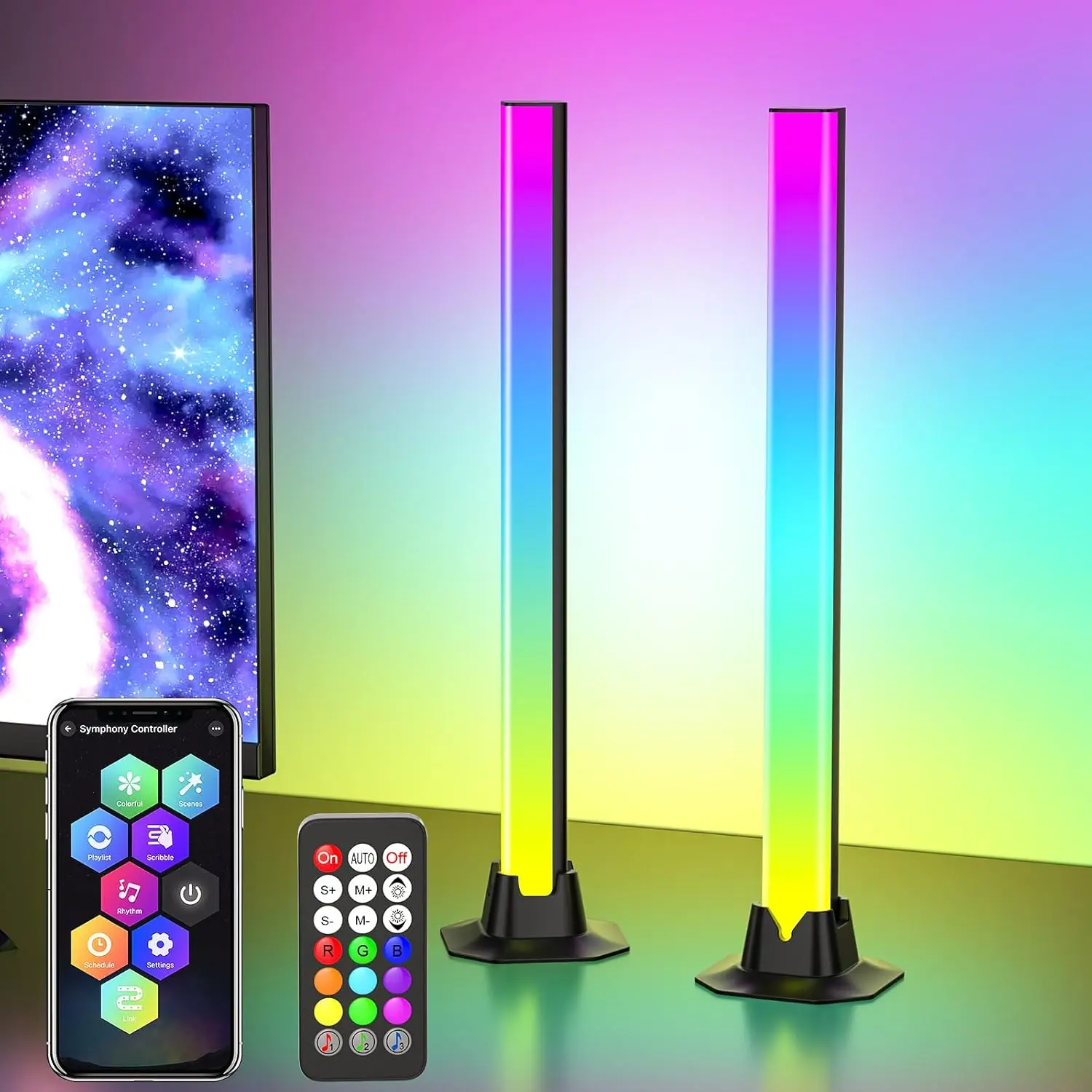RGB Smart Led Light,16 Million Colors Changing,RGB Music Sync Color Changing Led Light,Remote Control RGB Ambient Night Light for Bedroom, Gaming Room,Best Gift for Kids & Lovers tiktok Adjustable Lighting Indoor Decorative Light