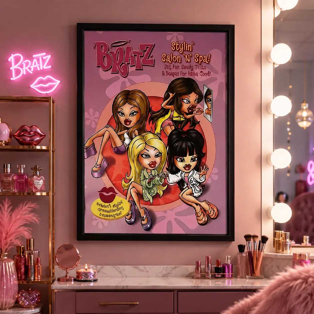 High-Quality Modern Vibrant Cartoon Print Wall Art Poster, Decorative Artwork, Doll Lover Cartoon Girl Home Decor, Art Print, Perfect Gift for Living Room, Bedroom, Office, Canvas Wall Art Painting, Cute Aesthetic Decor for Kids Room Dorm Nursery