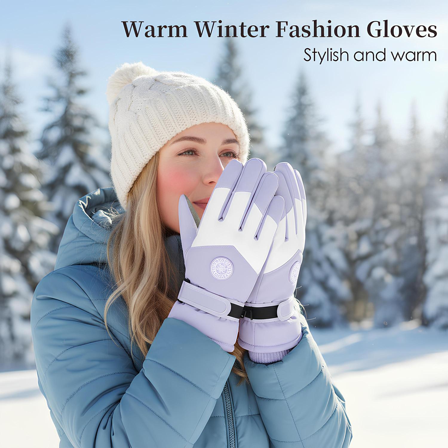 Winter Ski Gloves, Women Men Ski Gloves Thermal Warm Touch Screen,Waterproof Breathable Snowboard Gloves for Cold Weather,Thermal Warm Snow Glove for Skiing Running Cycling Hiking Driving