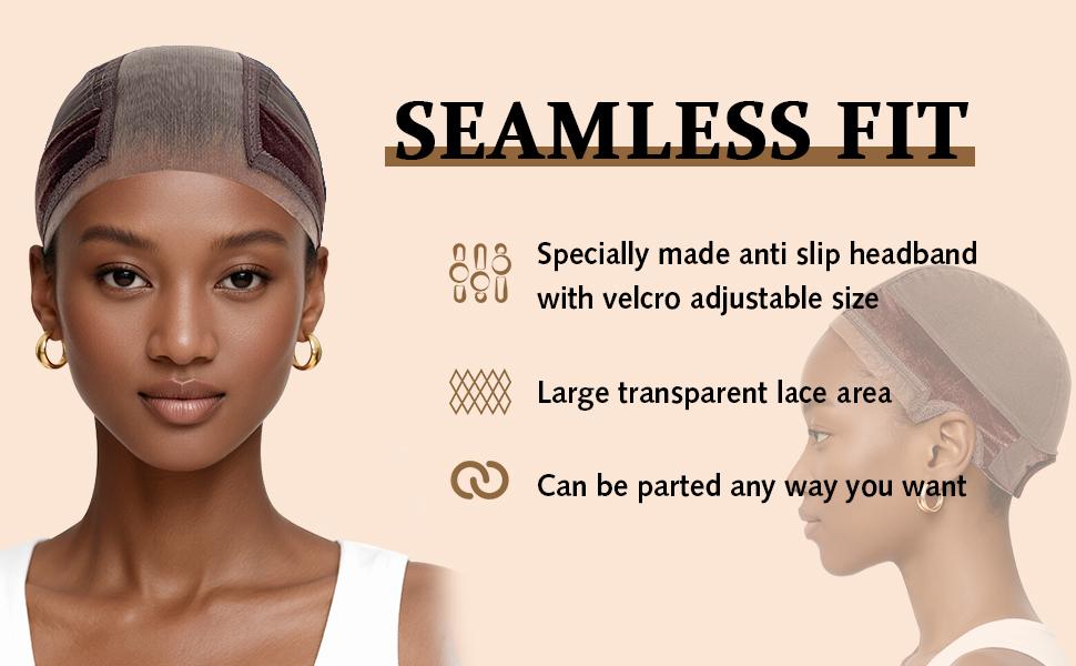 Labhairs Wig Grip Cap - Transparent Lace for Frontal Closure - No Glue Needed - Reusable & Lightweight - Breathable Fabric - Fits Scalp - Breathable - Human Hair Extension