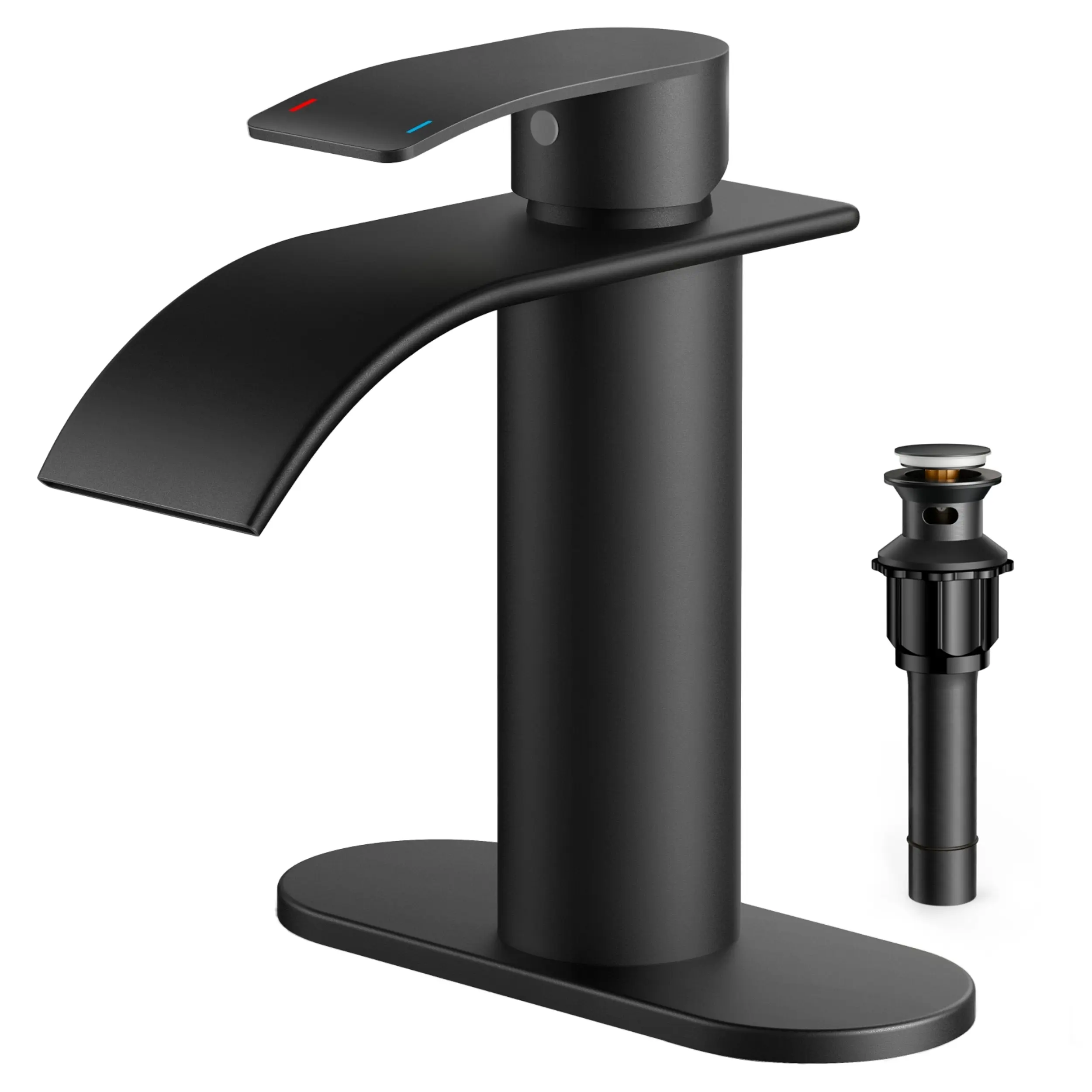SummerVibes FORIOUS Bathroom Faucet with Metal Pop up Drain Waterfall Bathroom Toilet Sink Faucet Single Handle Stainless Steel Basin Sink Faucet Water Tap homeessentials
