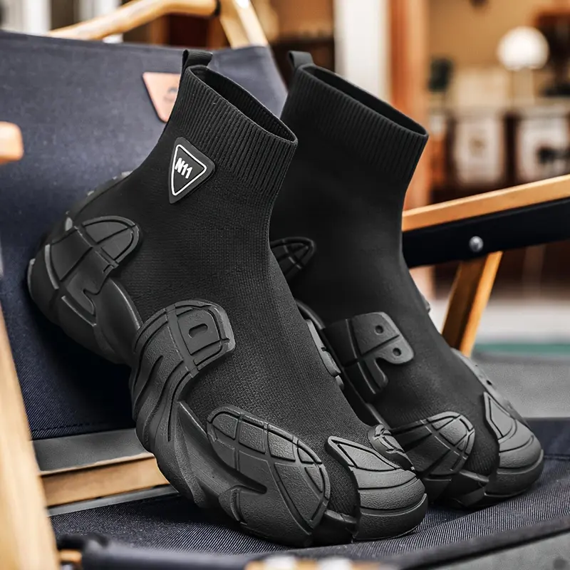 Men's high-top sneakers-breathable, anti-slip, durable, casual athletic boots for outdoor hiking, all-season wear