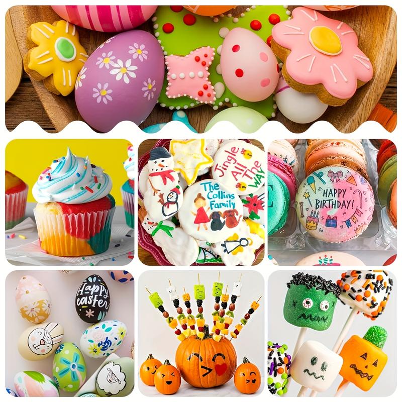 14-color cookie decorating markers, food coloring pens with both fine and coarse nibs, for decorating fondant, painting cake decorations, cookies, marking Easter eggs, frosting, macarons, Christmas decorations, and drawing supplies. edible