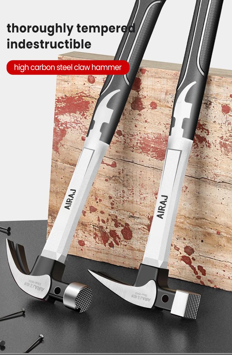 AIRAJ 3/6PCS Heavy-Duty 2-in-1 Horn Hammer Ball Peen Hammer Set - Multi-functional High-Carbon Steel Head Double Groove Design Nail Pull Square Head Safety Feature Portable Hand Tool for Household Industrial Emergency Woodworking and Camping