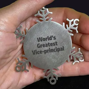 Proud World's Greatest Vice-principal Stainless Snowflake Ornament Shatterproof Keepsake