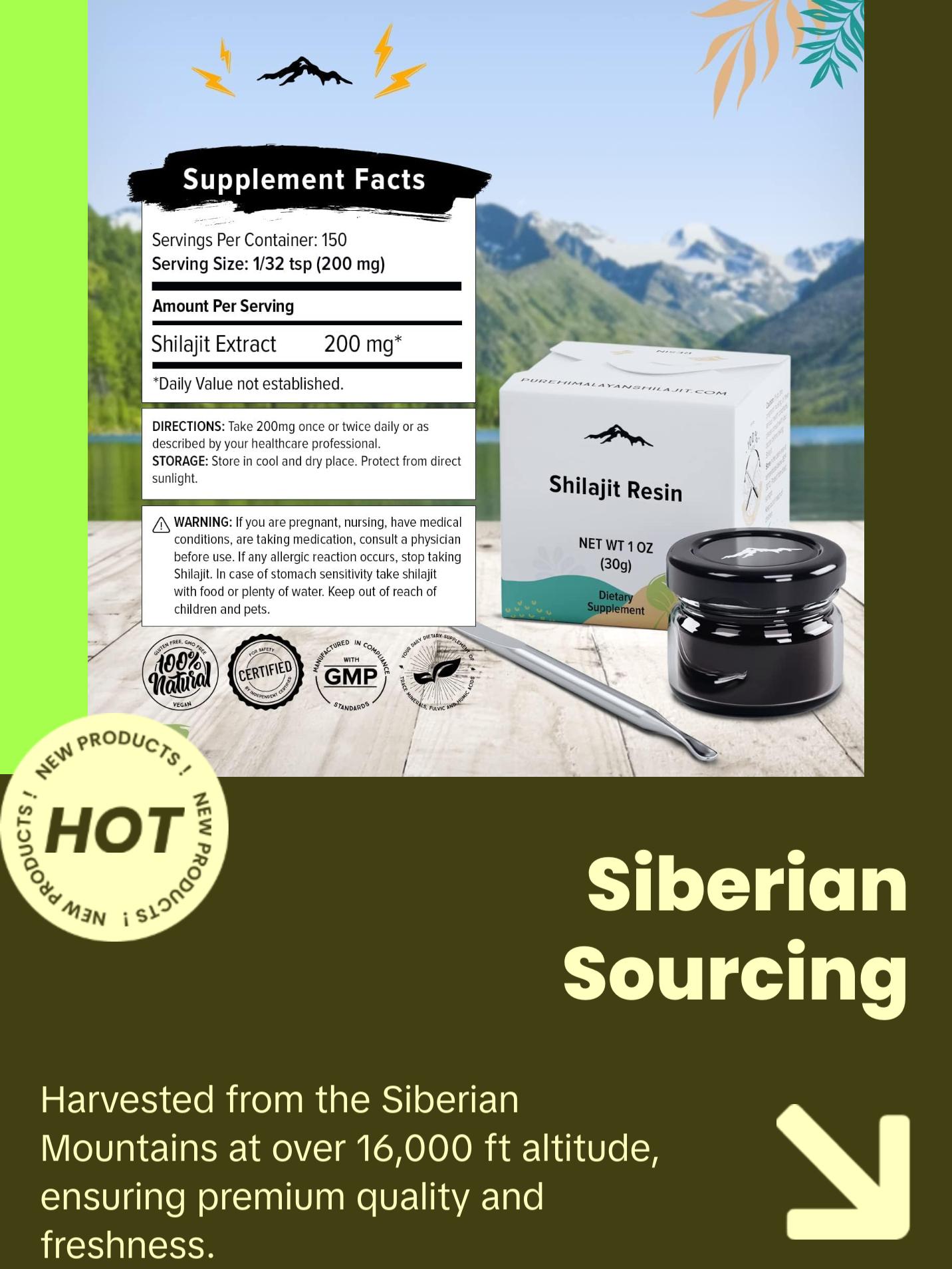 Pure Shilajit Resin with Spoon, High Nutritional Potency, Plant-Derived Trace Minerals & Fulvic Acid Pure Shilajit Resin with Spoon, High Nutritional Potency, Plant-Derived Trace Minerals & Fulvic Acid