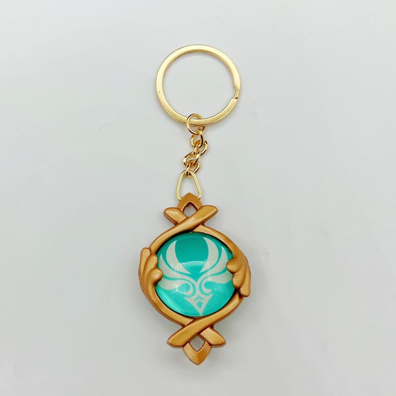 New Teyvat Vision Fontaine Water God Focalors Lyney and Lynette Keychain Luminous 7 Element Eye Of Original God Toy KeyRing