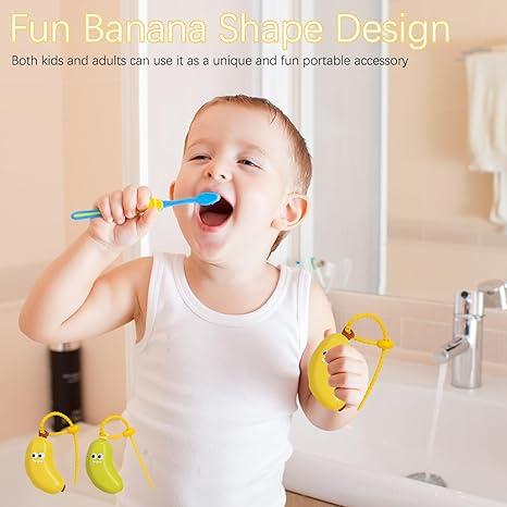 Banana Toothbrush Holder for Travel - 2Pcs Cute Banana Shape