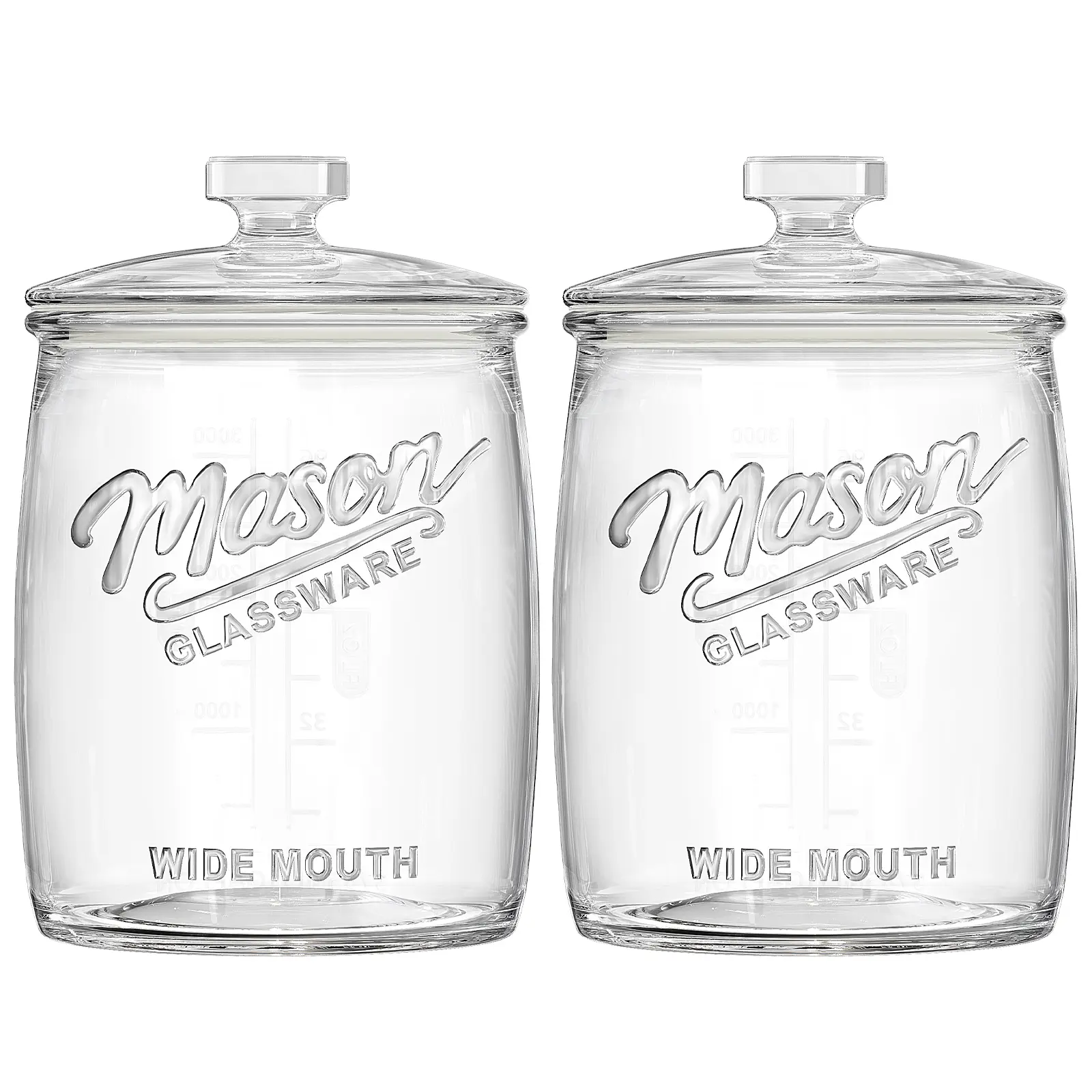 2-Pc Thick Glass Storage Jar Set - 1 Gal Wide Mouth Mason Jars with Silicone Airtight Lids for Kitchen Pantry Preserving & Display (Candy, Flour, Rice, Coffee)