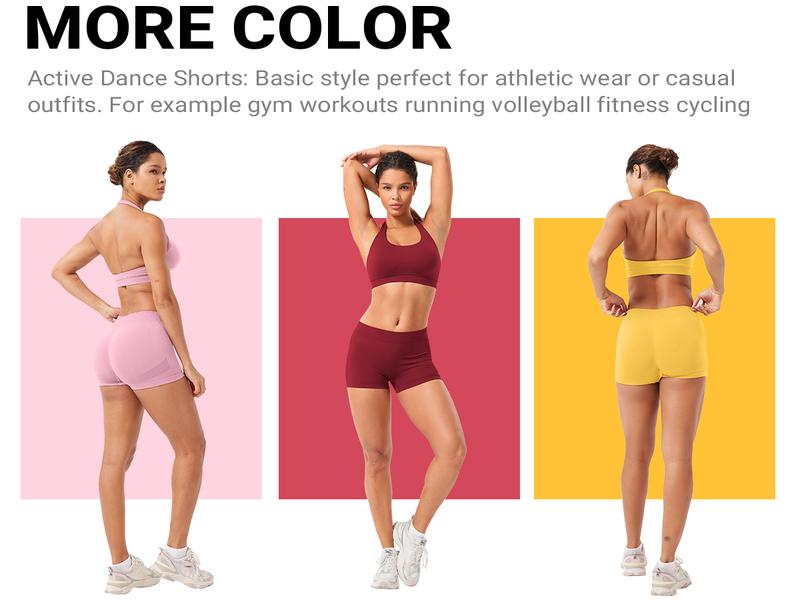 YEOREO Women’s Workout Shorts Low-Rise 2.5" Seamless Stretch Athletic Training Shorts for Gym, Yoga & Running