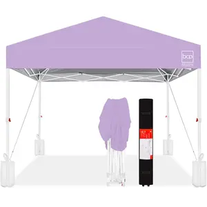 Best Choice Products 12x12ft Easy Setup Pop Up Canopy w/ 1-Button Setup, Wheeled Case, 4 Weight Bags - Lilac/White