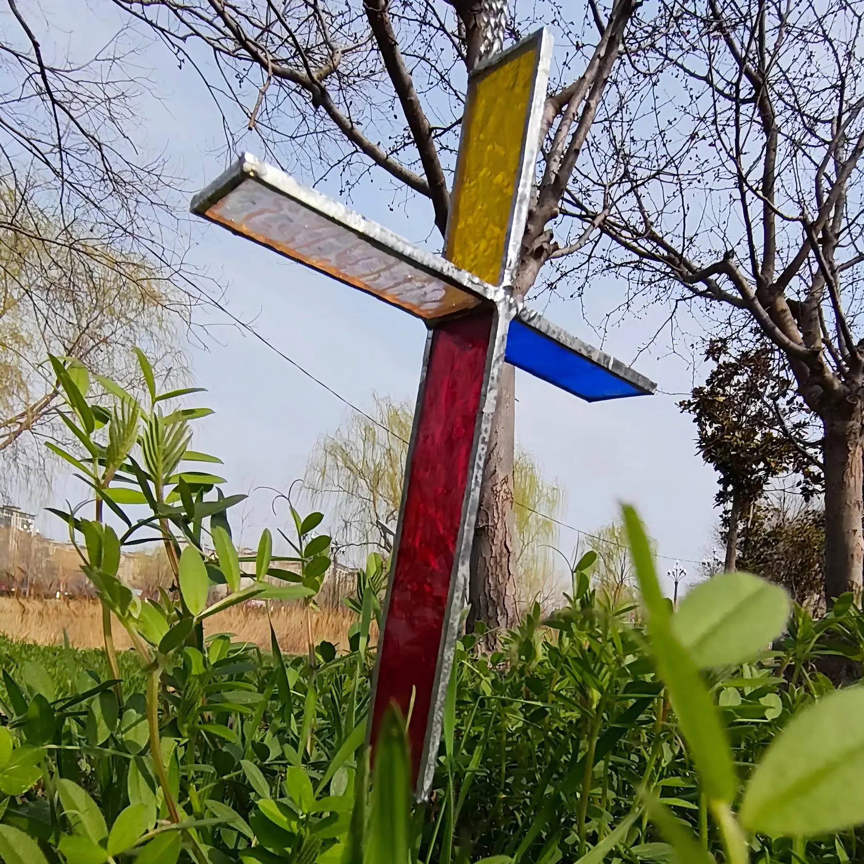Prayer Corner Cross - Small Stained Glass for Bedroom