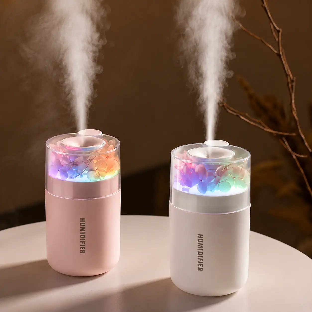 Mini Cool Mist Humidifier, Portable 4.76in Air Humidifier with 7 Colors Night Light, Personal Desktop Humidifier for Bedroom, Office, Car & Home, Quiet Mist Maker Gift