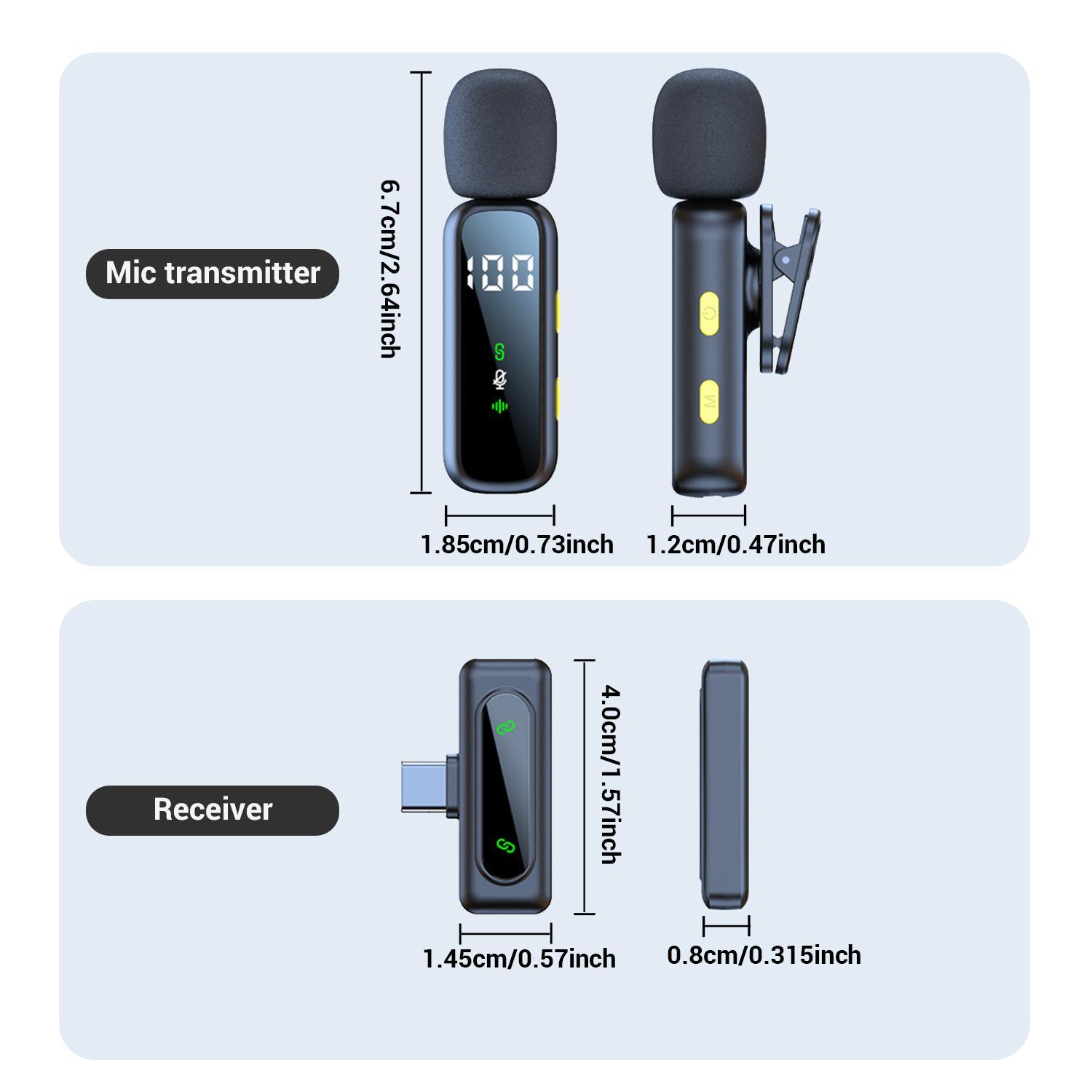 HITOZON 2.4GHz 2Mic Wireless Lavalier Microphone - Built-in Batteries, Intelligent Noise Cancelling, Plug-and-Play with Type-C Port, +iOS Adapter, USB Type-C for iPhone, Android, Digital Camera - Studio Sound for Video Recording, Vlog, 2Mic | Type C Port HITOZON 2.4GHz 2Mic Wireless Lavalier Microphone - Built-in Batteries, Intelligent Noise Cancelling, Plug-and-Play with Type-C Port, +iOS Adapter, USB Type-C for iPhone, Android, Digital Camera - Studio Sound for Video Recording, Vlog, 2Mic | Type C Port