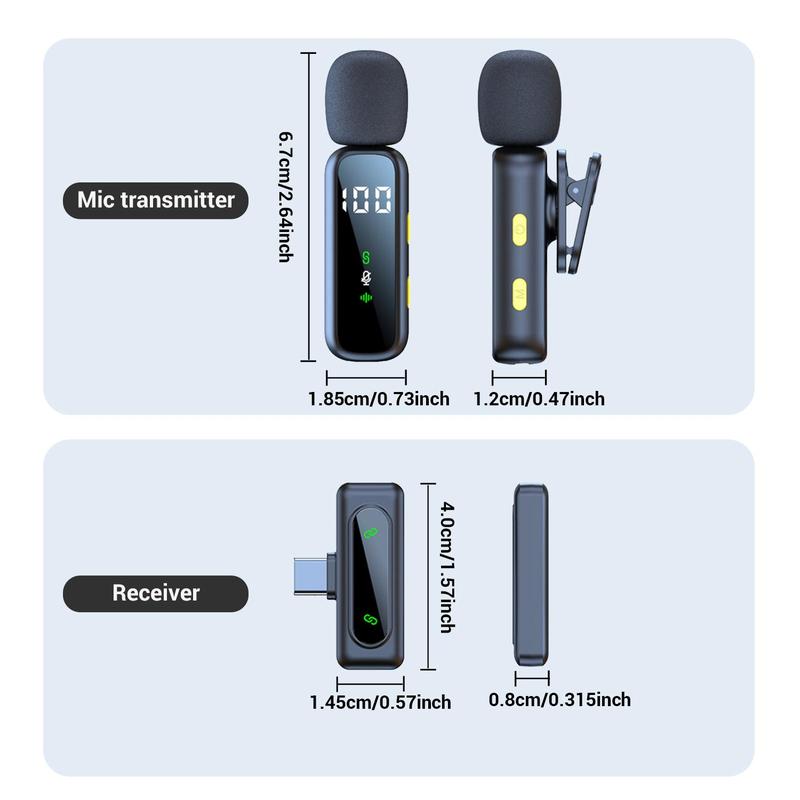 HITOZON Studio Sound Wireless Lavalier Microphone for iPhone Android Intelligent Noise Cancelling Plug Play Lapel Mic for Tiktok Youtube Video Recording Vlog Live Streaming Audio Compact Pure Audio Experience