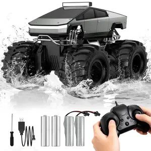 Amphibious RC Car, 1:18 Scale Waterproof Remote Control Truck - 2.4GHz 4WD All Terrain Off-Road Vehicle, Monster Truck Toy Gift for Boys Girls Kids Ages 6-12 for Christmas Birthday